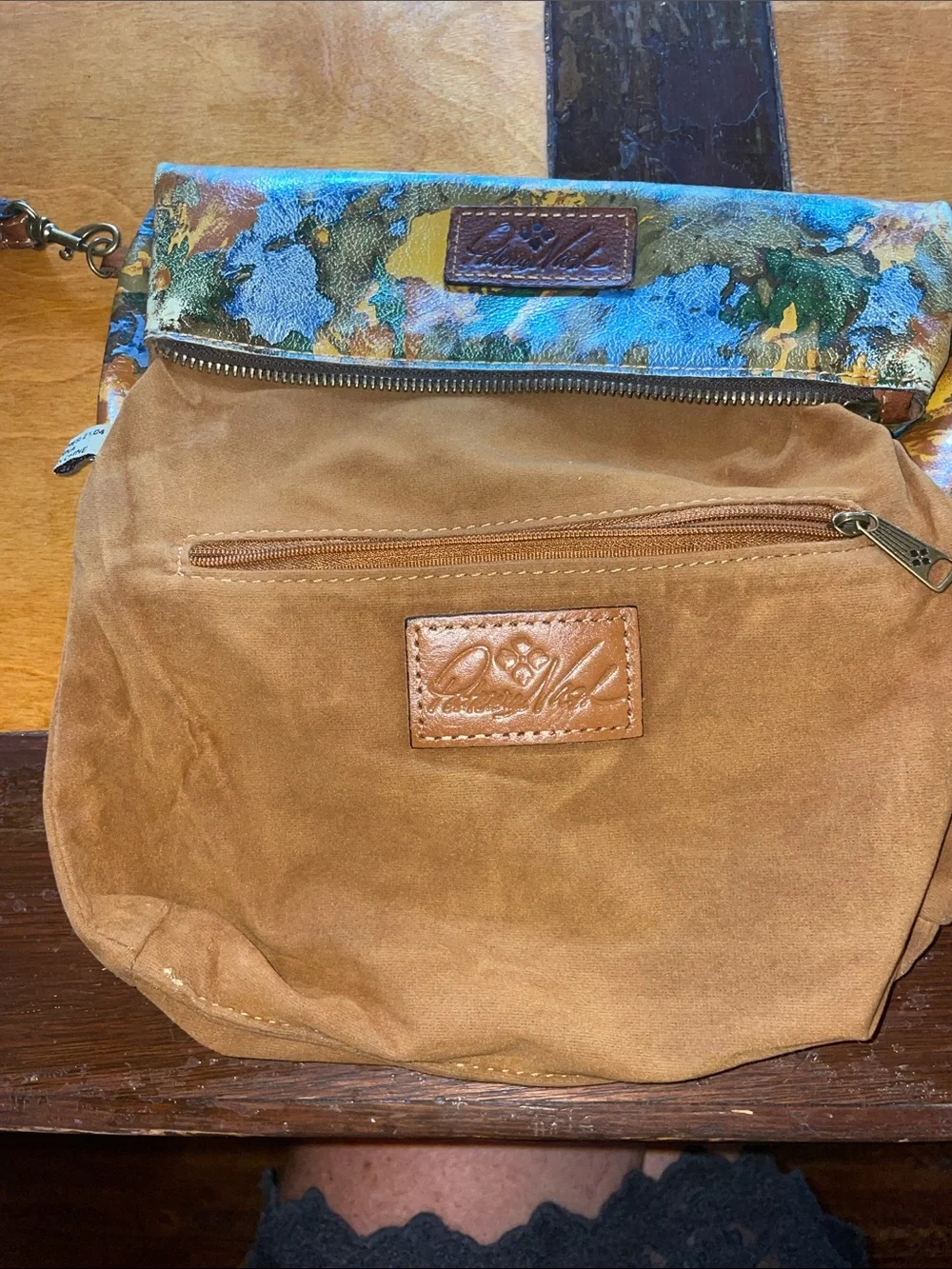 Patricia Nash Multicolor Floral Leather Wristlet in Blue, Green & Brown